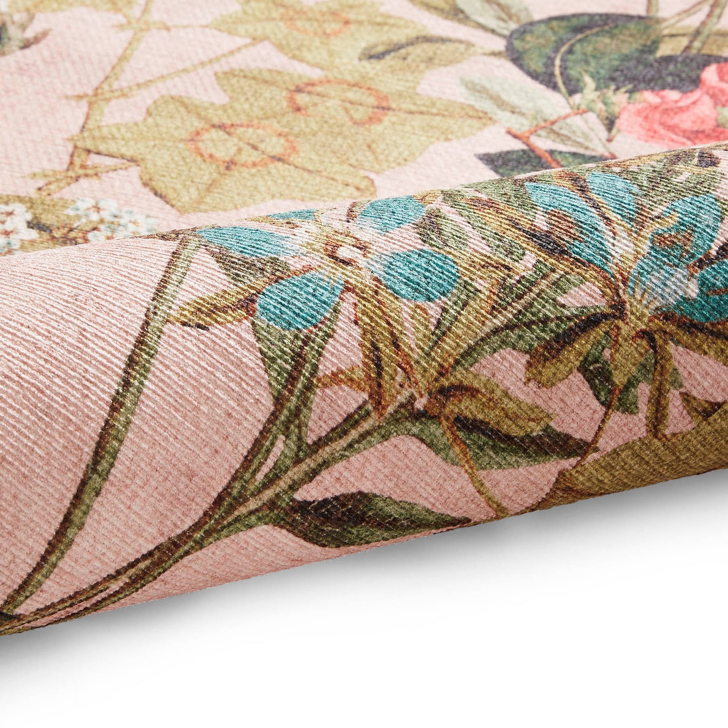 Clarke & Clarke Passiflora Blush Washable Runner Rug - Love-Rugs