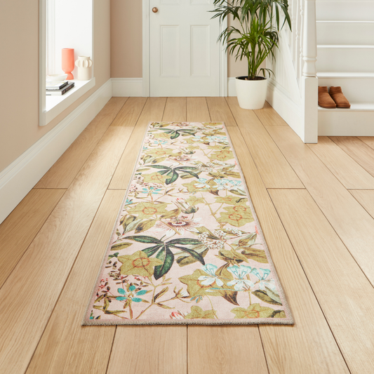 Clarke & Clarke Passiflora Blush Washable Runner Rug - Love-Rugs