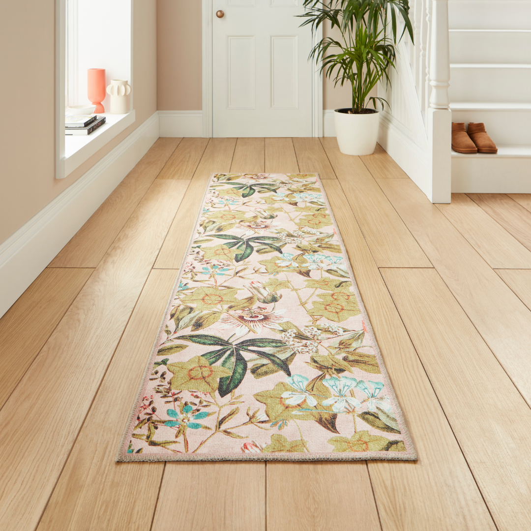 Clarke & Clarke Passiflora Blush Washable Runner Rug - Love-Rugs
