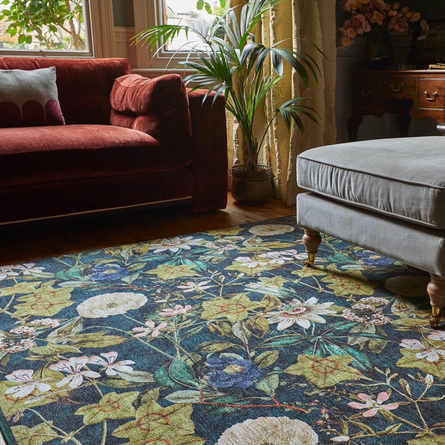 Clarke & Clarke Passiflora Forest Washable Rug - Love-Rugs