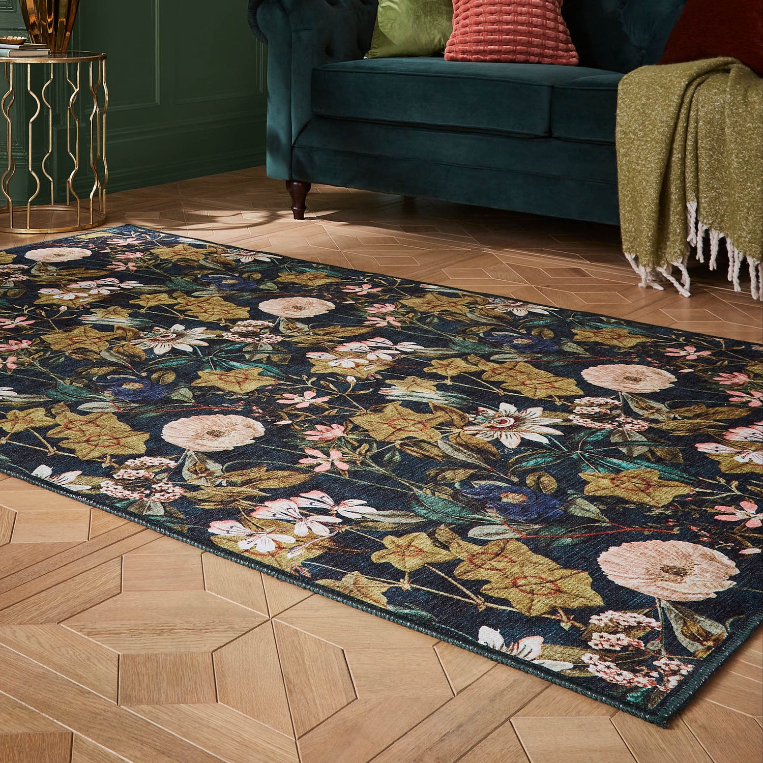 Clarke & Clarke Passiflora Forest Washable Rug - Love-Rugs