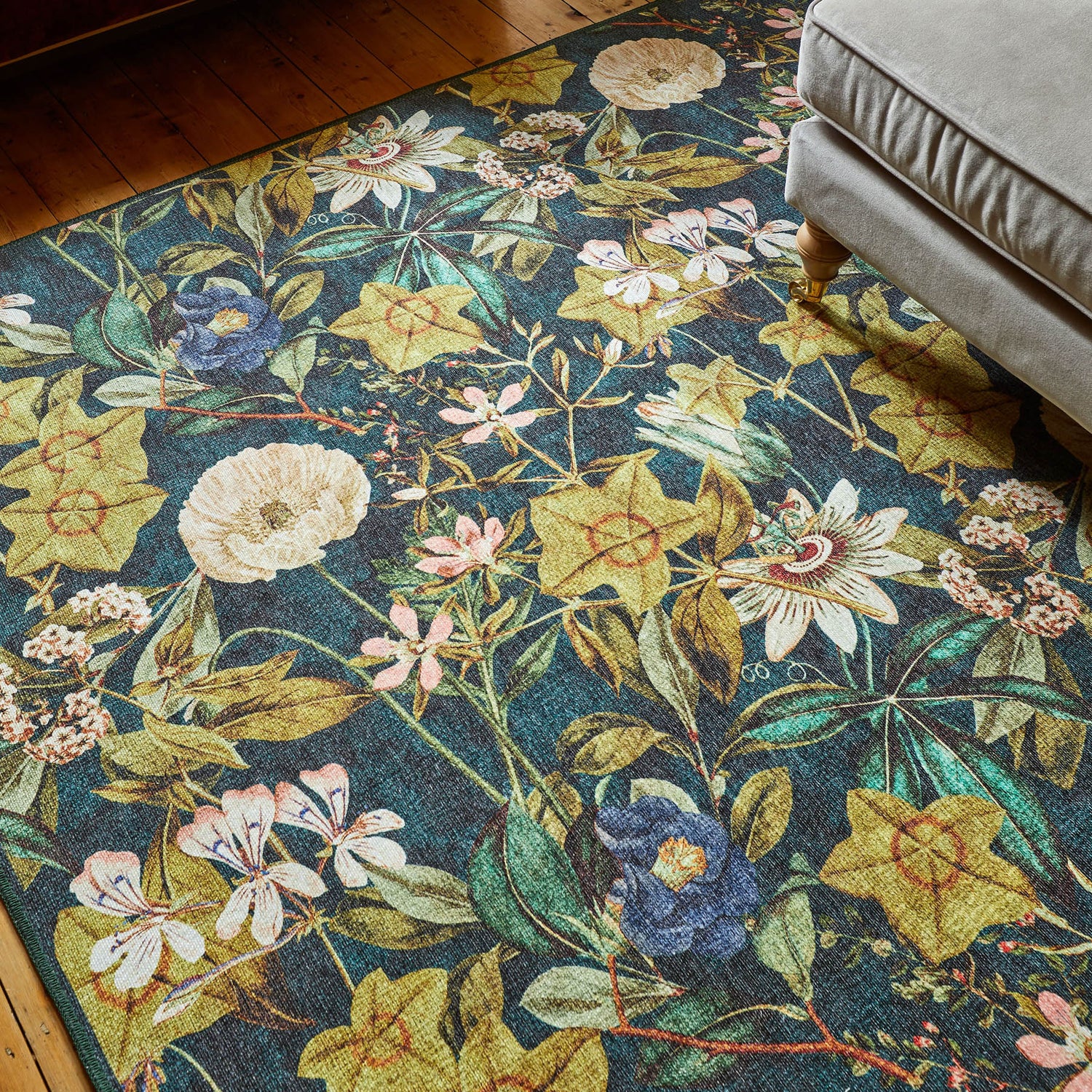 Clarke & Clarke Passiflora Forest Washable Rug - Love-Rugs