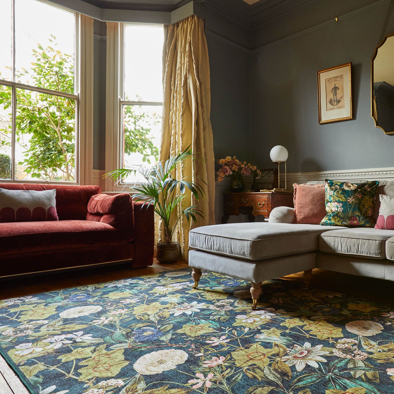 Clarke & Clarke Passiflora Forest Washable Rug - Love-Rugs