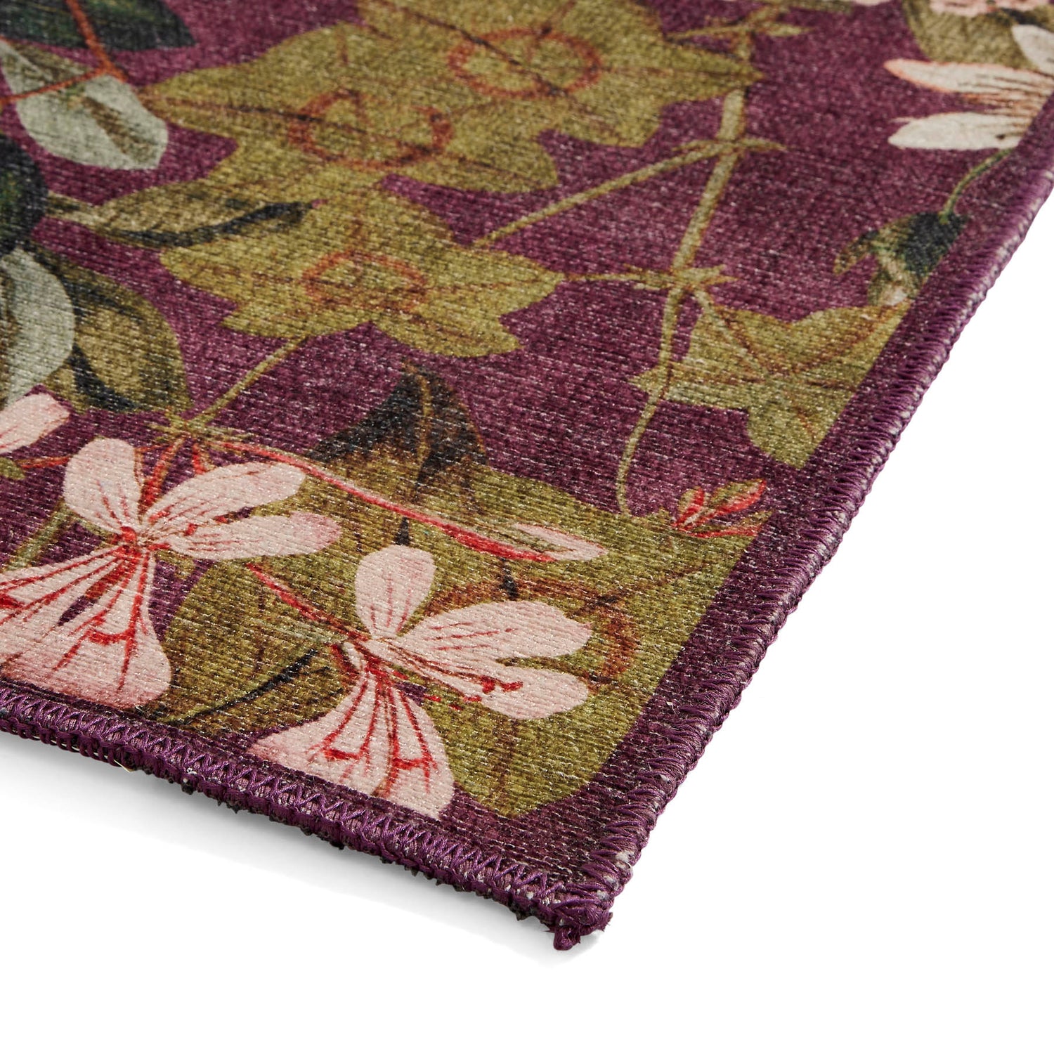 Clarke & Clarke Passiflora Mulberry Washable Rug - Love-Rugs
