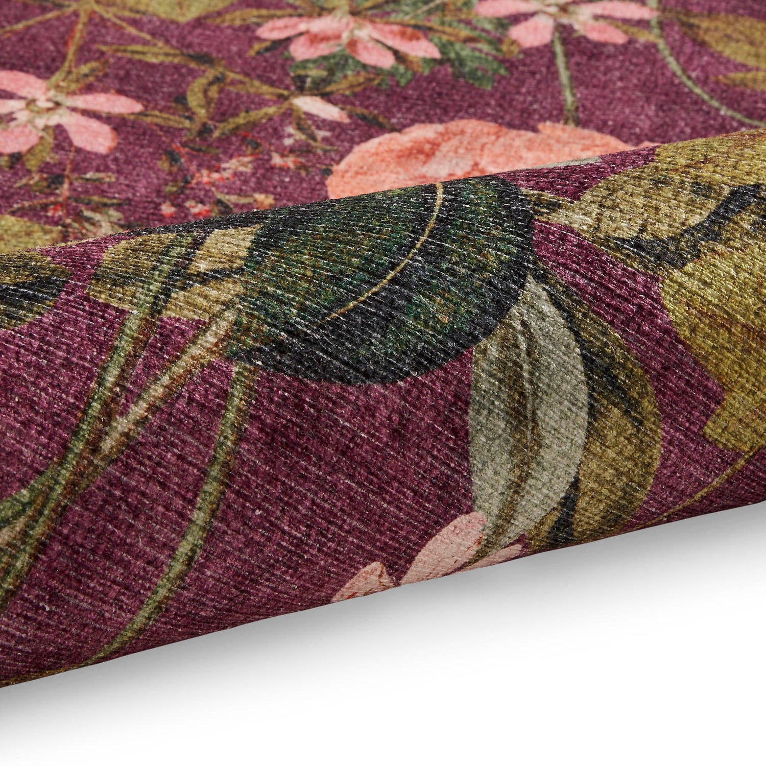 Clarke & Clarke Passiflora Mulberry Washable Rug - Love-Rugs