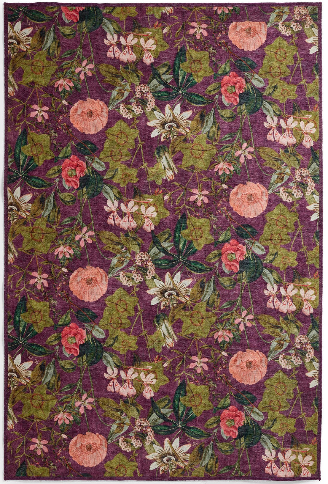 Clarke & Clarke Passiflora Mulberry Washable Rug - Love-Rugs