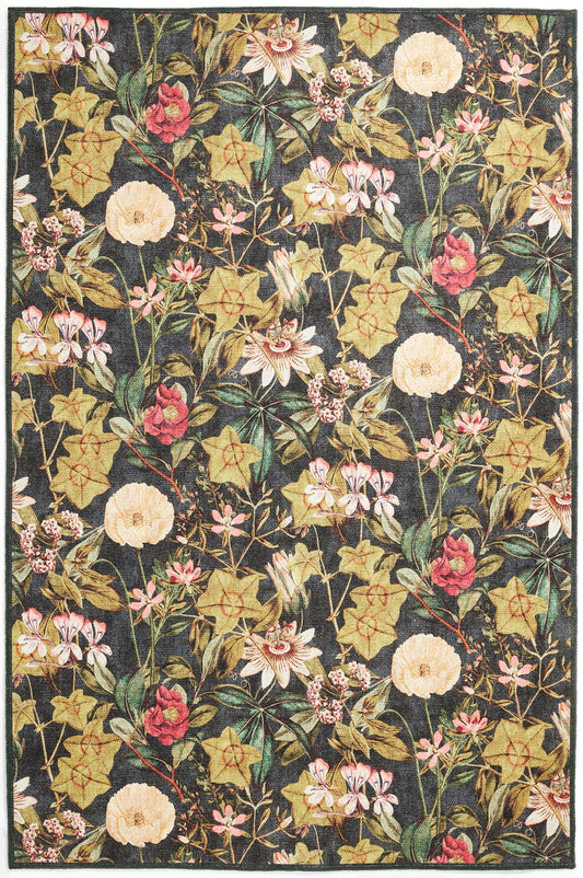 Clarke & Clarke Passiflora Noir Washable Rug - Love-Rugs