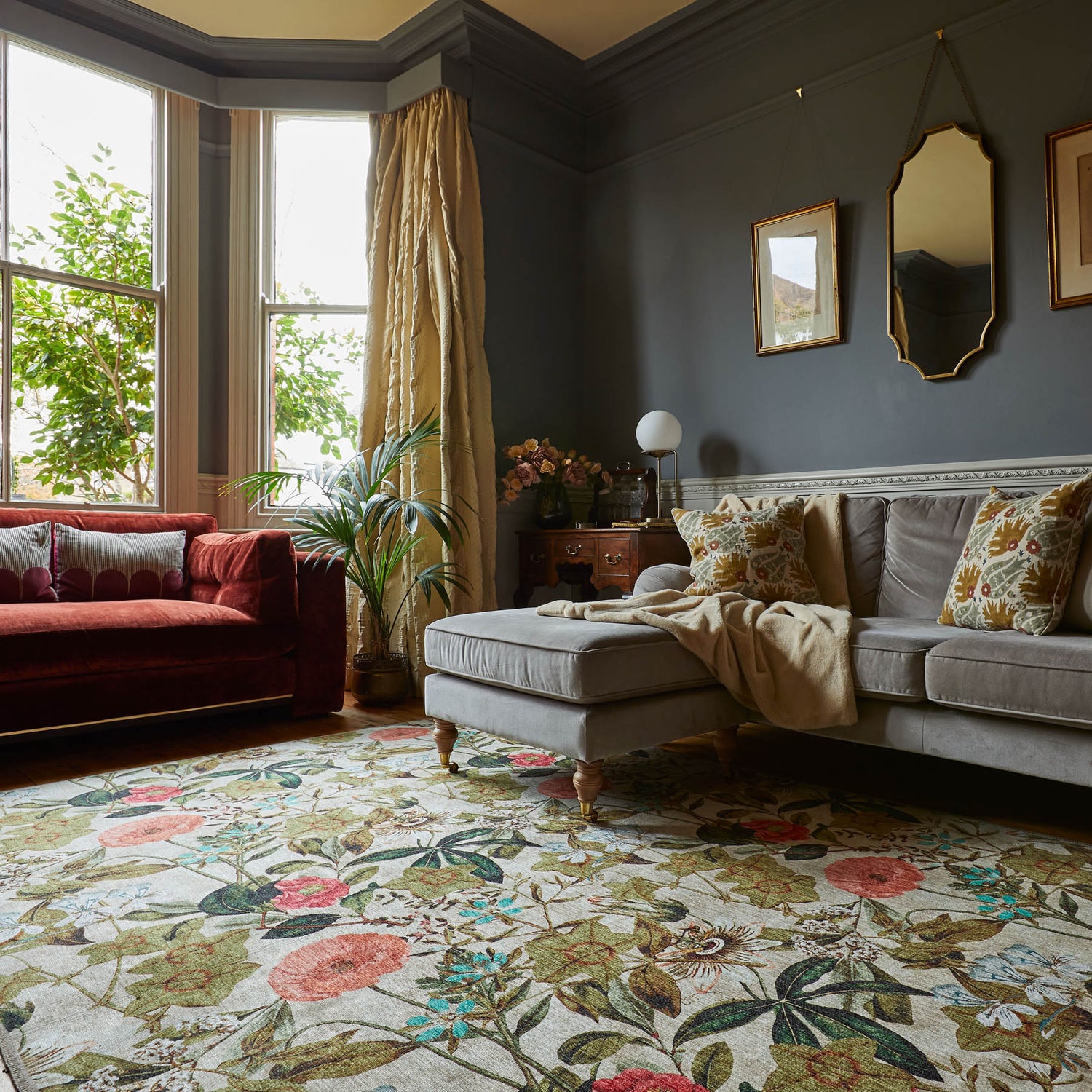 Clarke & Clarke Passiflora Peaches & Cream Washable Rug - Love-Rugs
