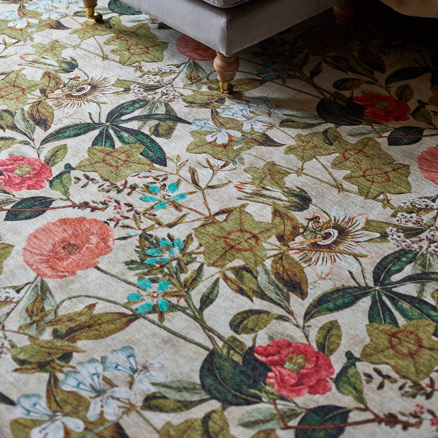 Clarke & Clarke Passiflora Peaches & Cream Washable Rug - Love-Rugs
