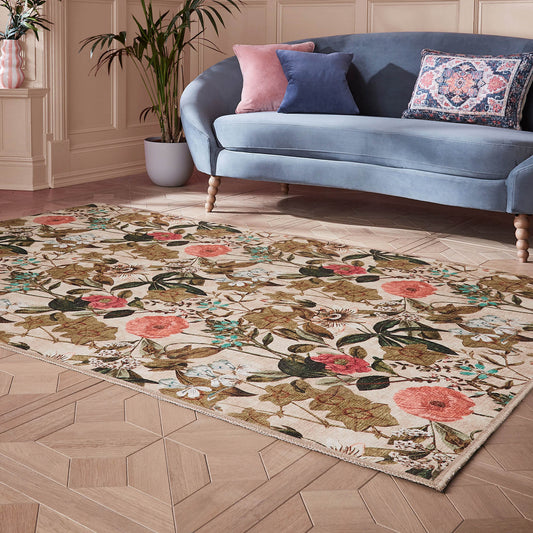 Clarke & Clarke Passiflora Peaches & Cream Washable Rug - Love-Rugs alternate image