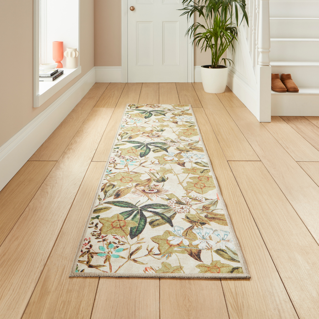 Clarke & Clarke Passiflora Peaches & Cream Washable Runner Rug - Love-Rugs