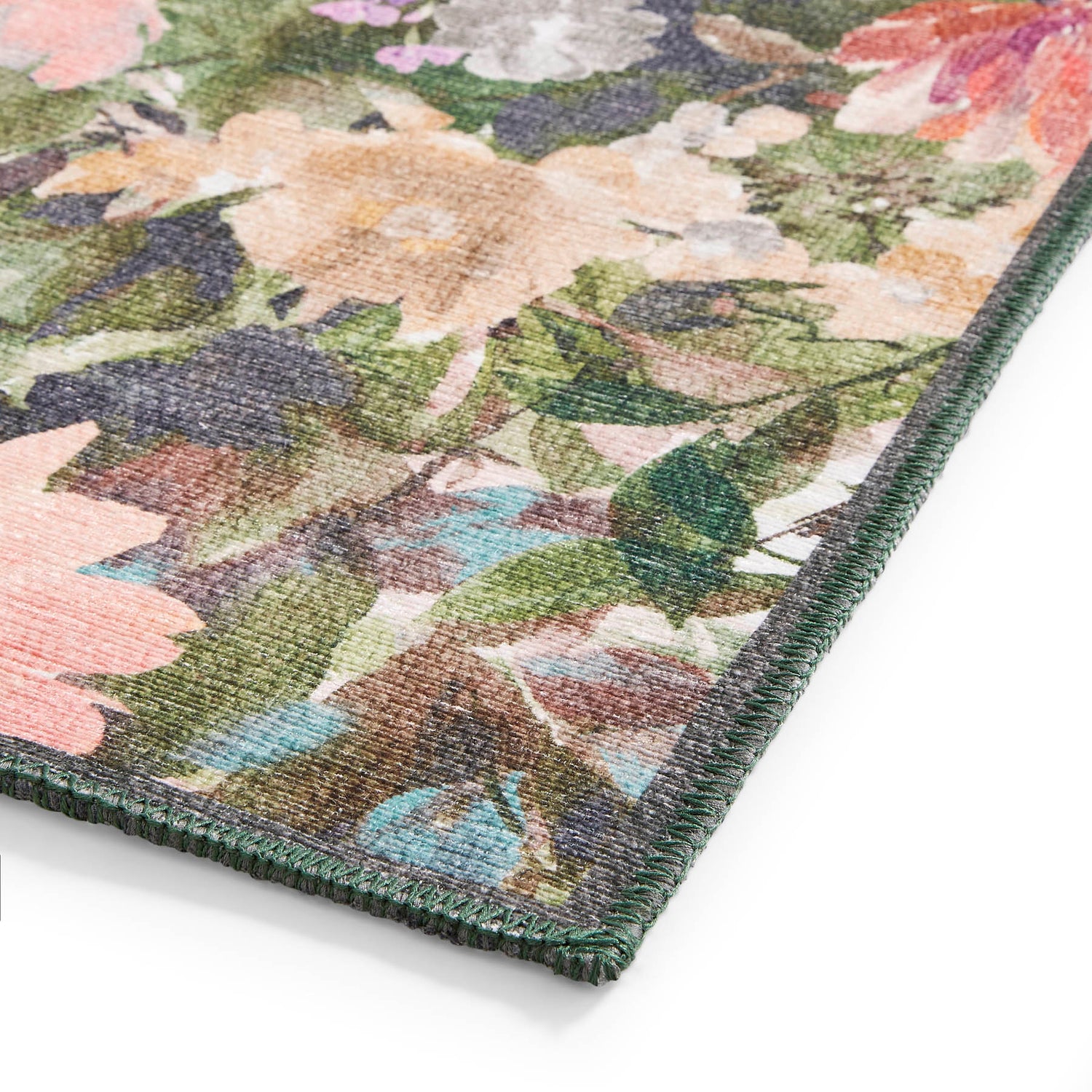 Clarke & Clarke Tahiti Forest & Rouge Washable Rug - Love-Rugs