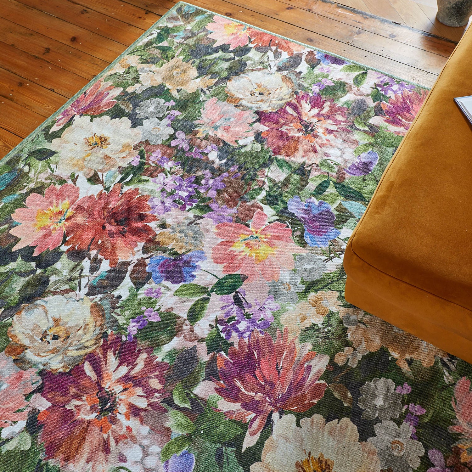 Clarke & Clarke Tahiti Forest & Rouge Washable Rug - Love-Rugs
