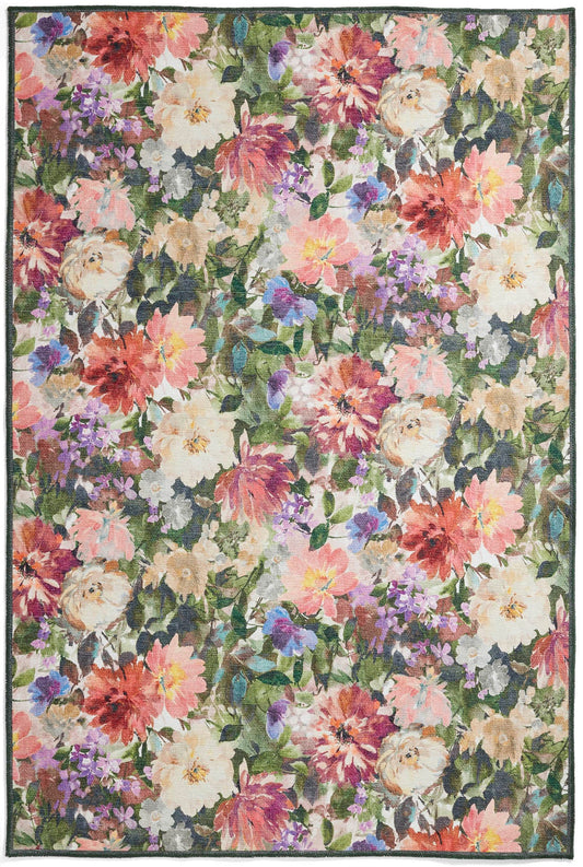 Clarke & Clarke Tahiti Forest & Rouge Washable Rug - Love-Rugs