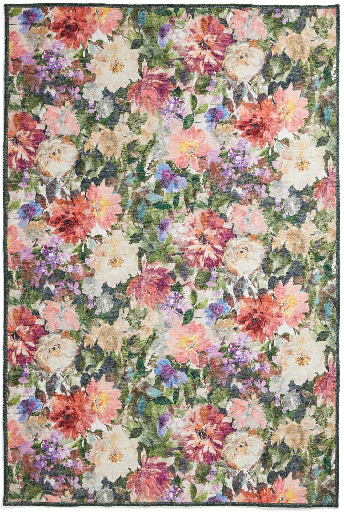 Clarke & Clarke Tahiti Forest & Rouge Washable Rug - Love-Rugs