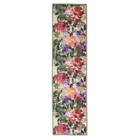 Clarke & Clarke Tahiti Forest & Rouge Washable Runner Rug - Love-Rugs