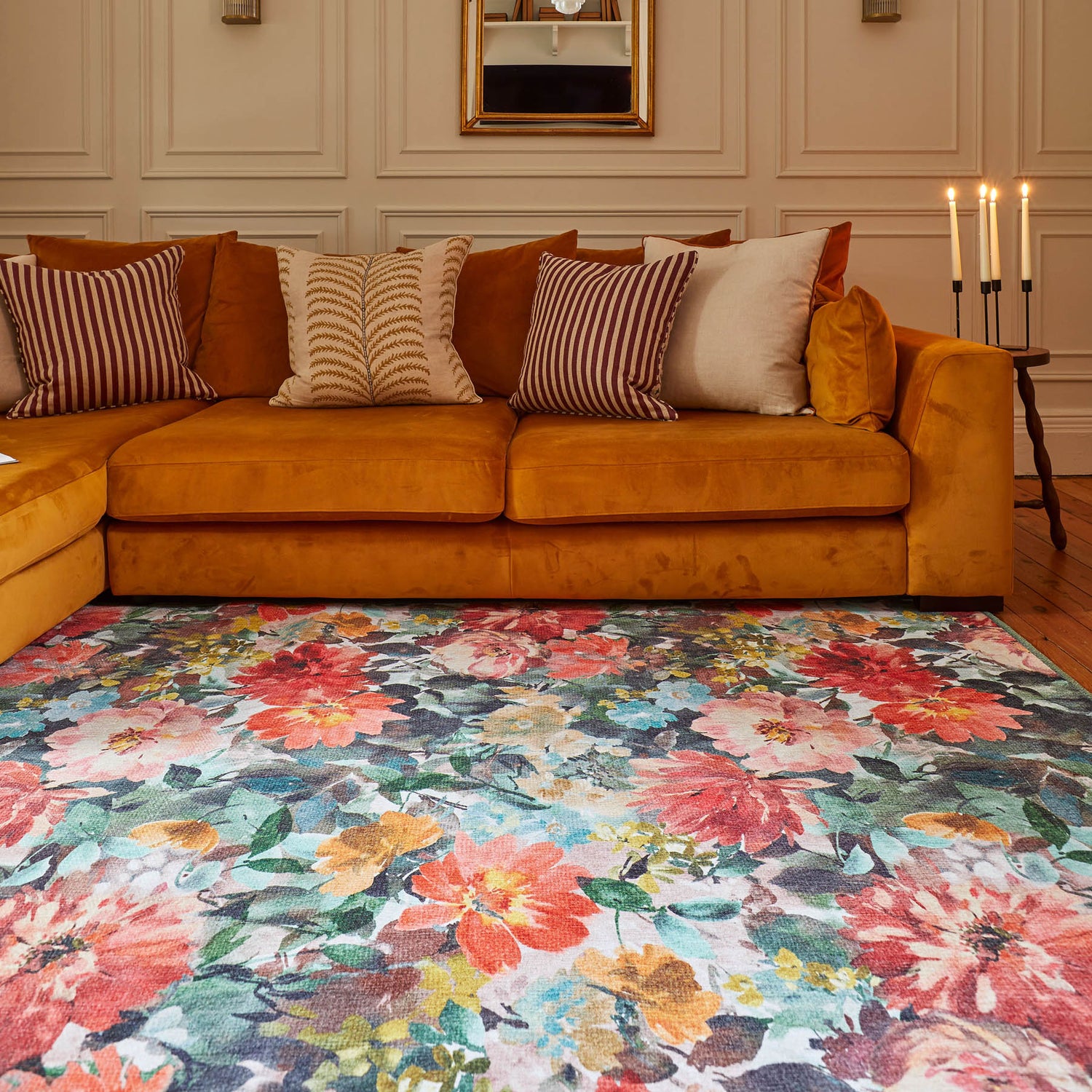 Clarke & Clarke Tahiti Teal & Rouge Washable Rug - Love-Rugs