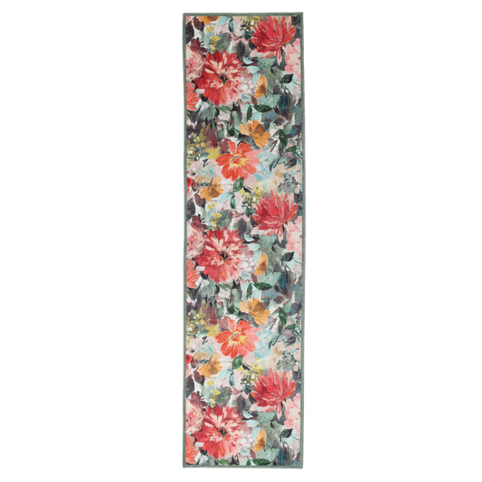 Clarke & Clarke Tahiti Teal & Rouge Washable Runner Rug - Love-Rugs