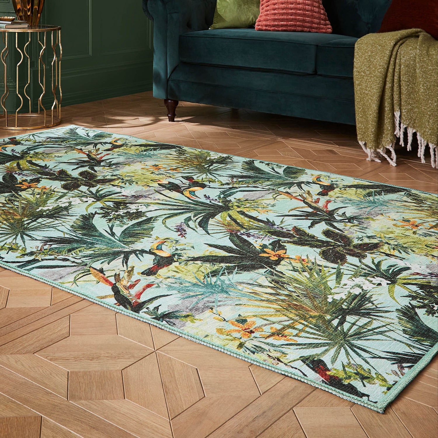 Clarke & Clarke Toucan Sky Washable Rug - Love-Rugs