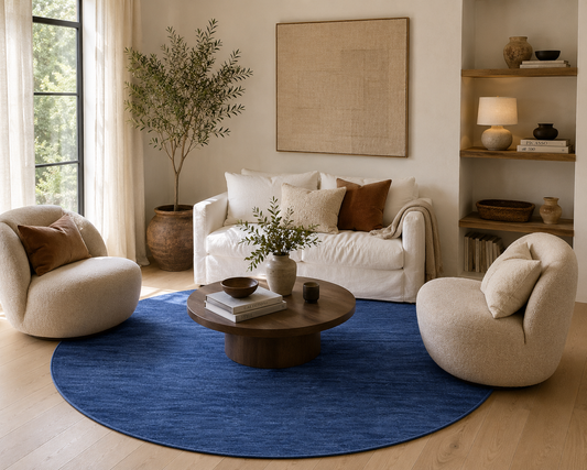Elgin Midnight Chambray Blue Round Rug