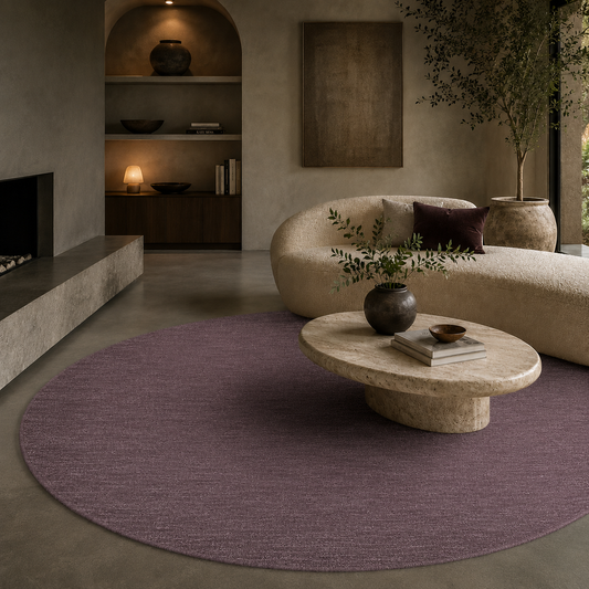 Elgin Mulberry Purple Round Wool Rug