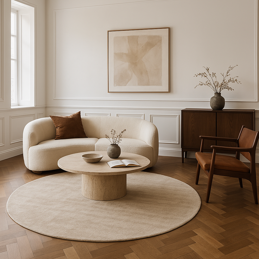 Elgin Beige Round Rug - Love-Rugs
