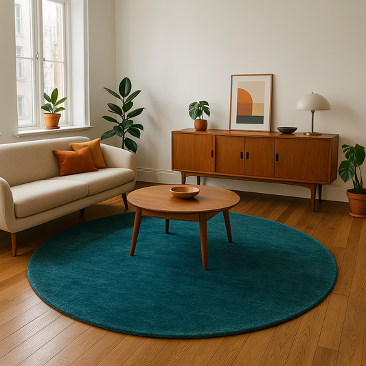 Elgin Teal Round Rug - Love-Rugs