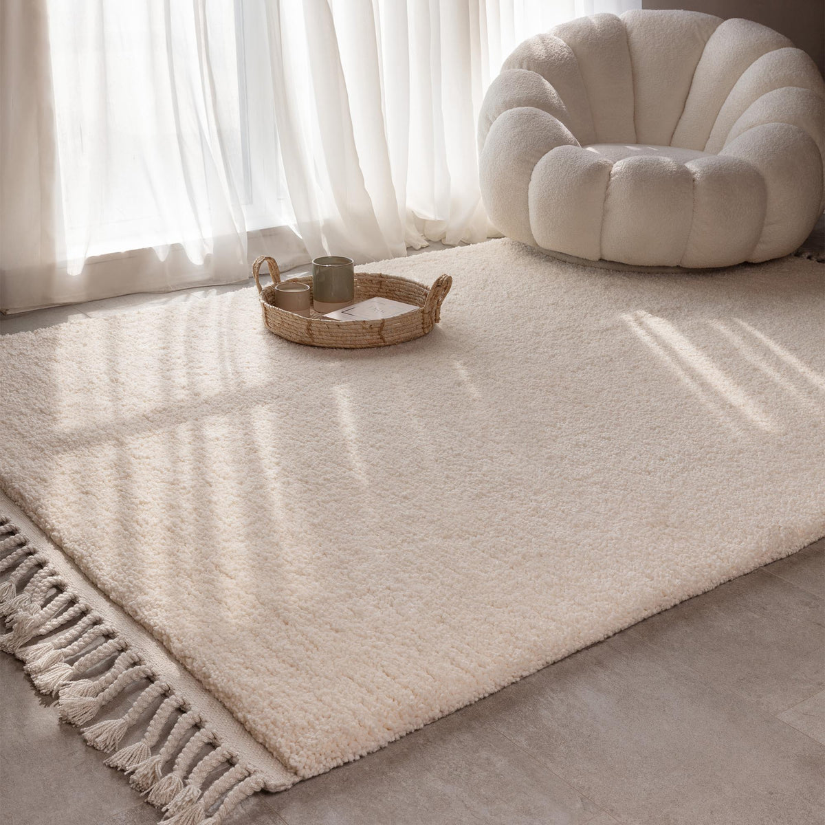 ラグ・カーペット KANADEMONO Shaggy Design Rug - Natural KANADEMONO