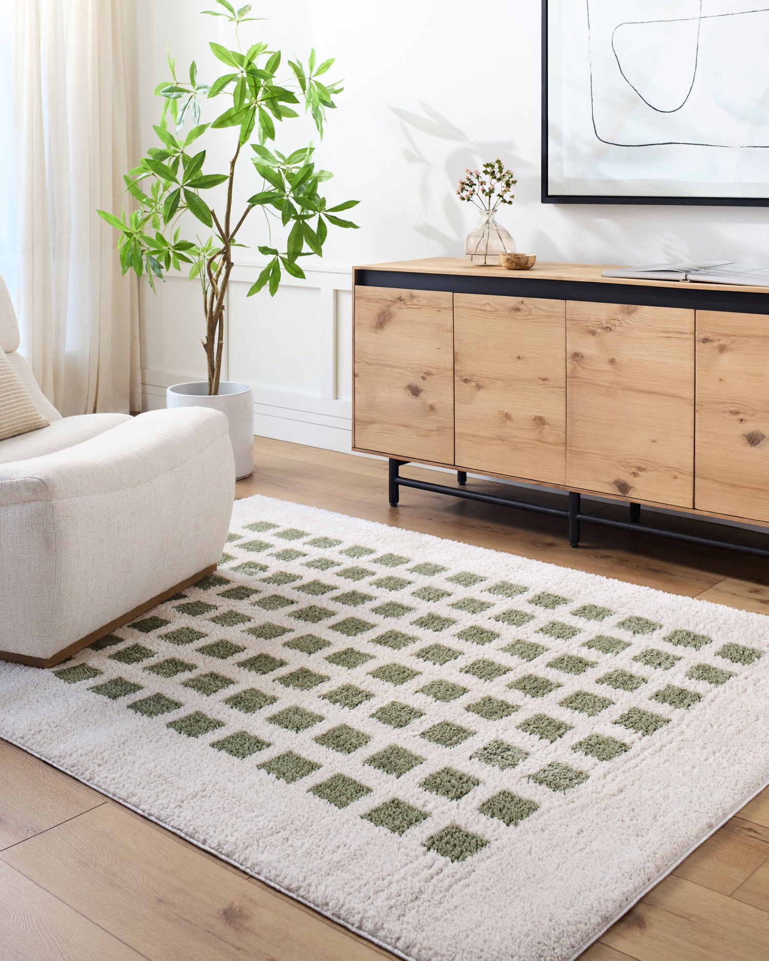 Fossay Shag Machine Washable Modern Shaggy Grass Green FSG2320 Rug - Love-Rugs