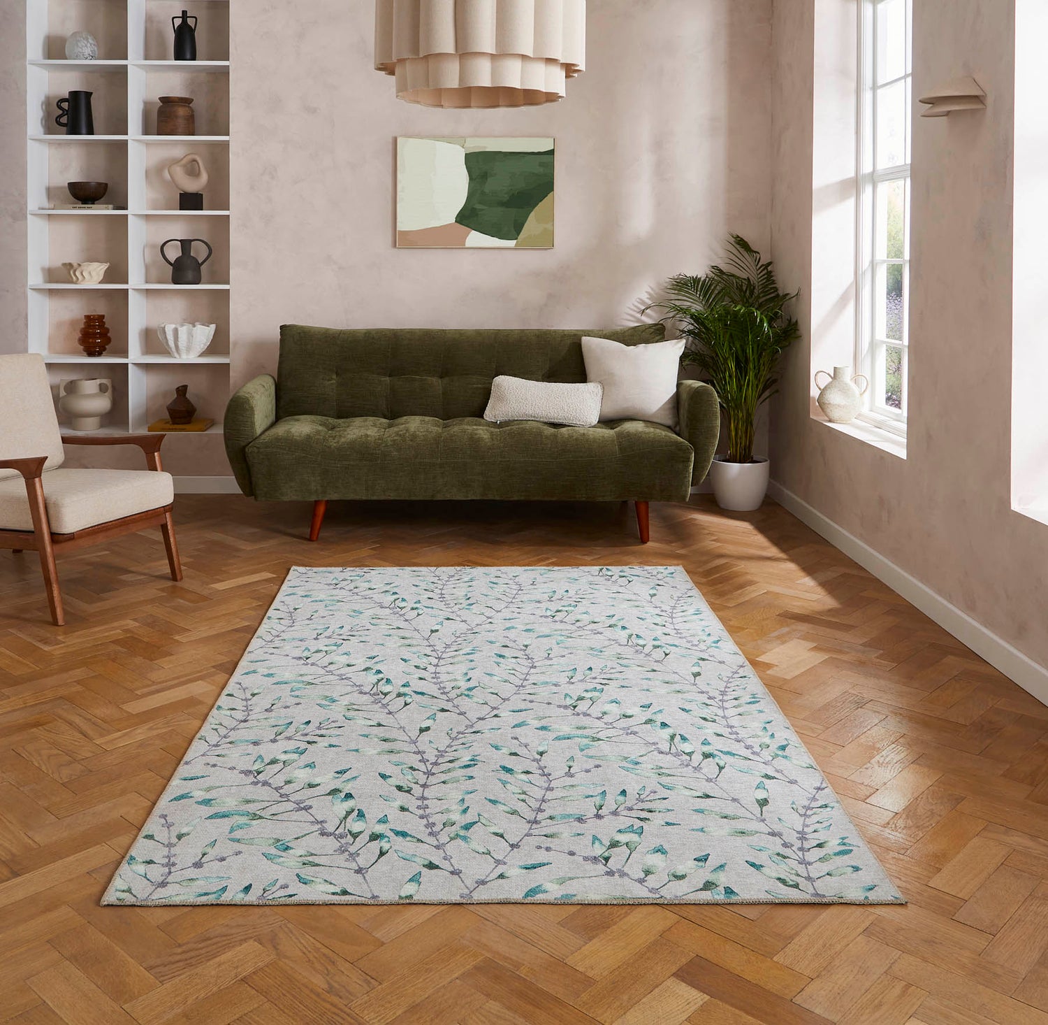 Harlequin Chaconia Putty Forest Washable Rug - Love-Rugs