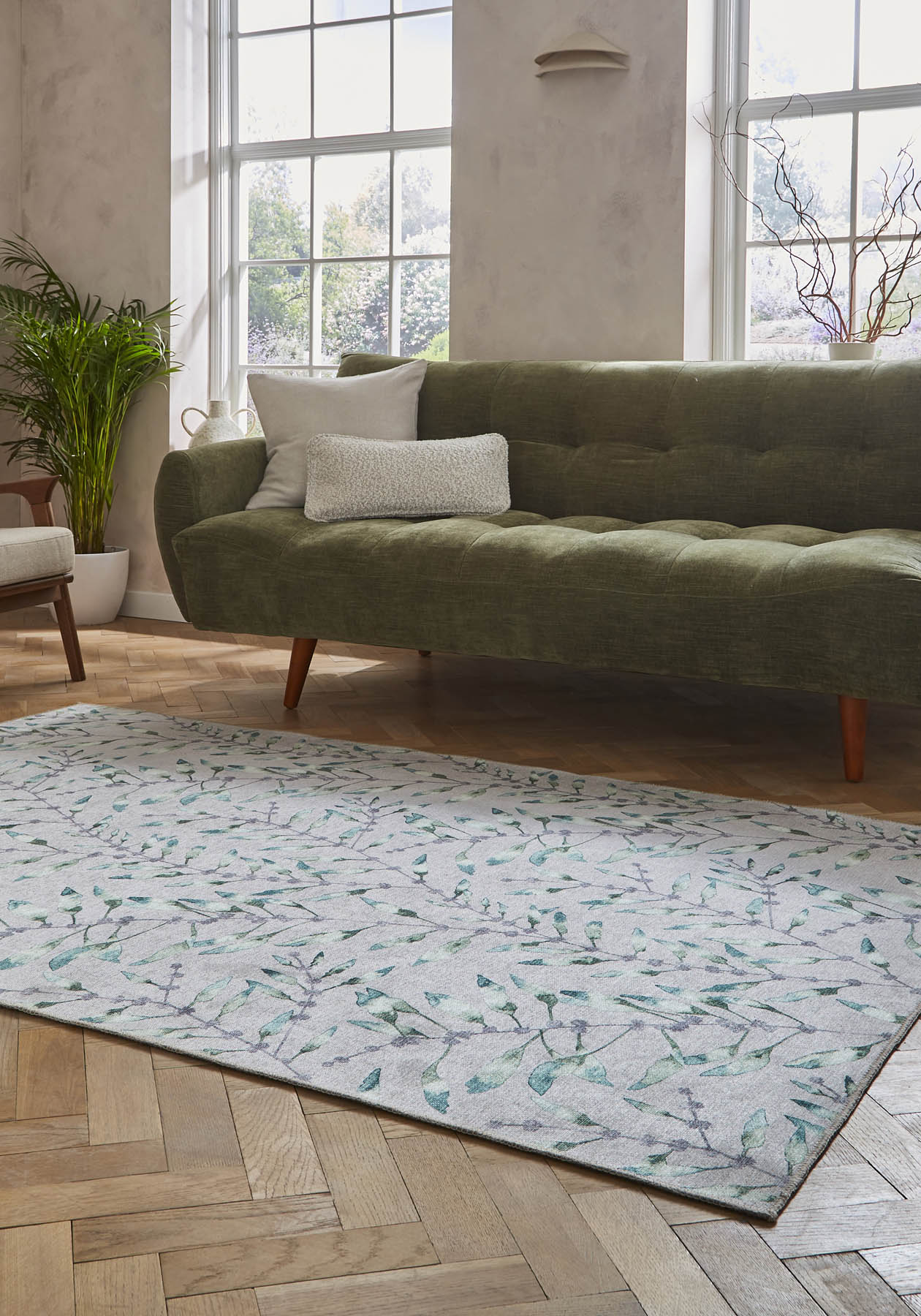 Harlequin Chaconia Putty Forest Washable Rug - Love-Rugs