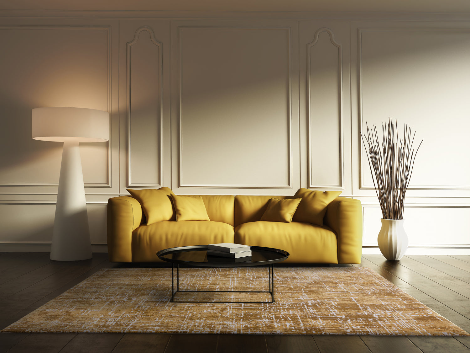 Kuza Abstract Gold Rug