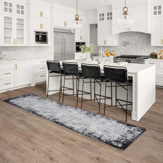 Kuza Borders Grey Runner Rug