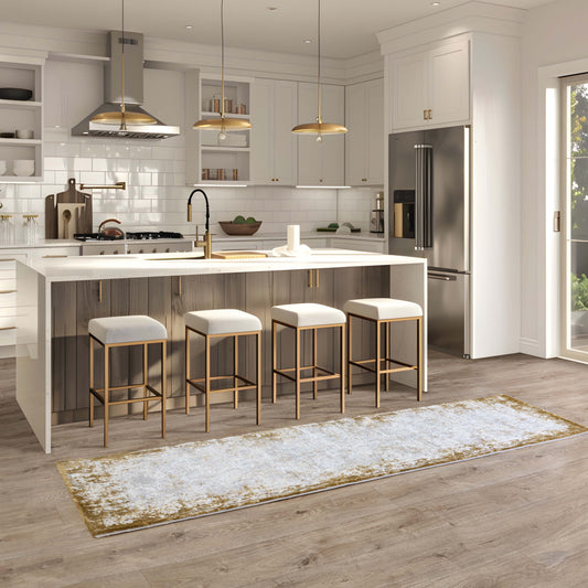 Kuza Borders Gold Runner Rug - Love-Rugs