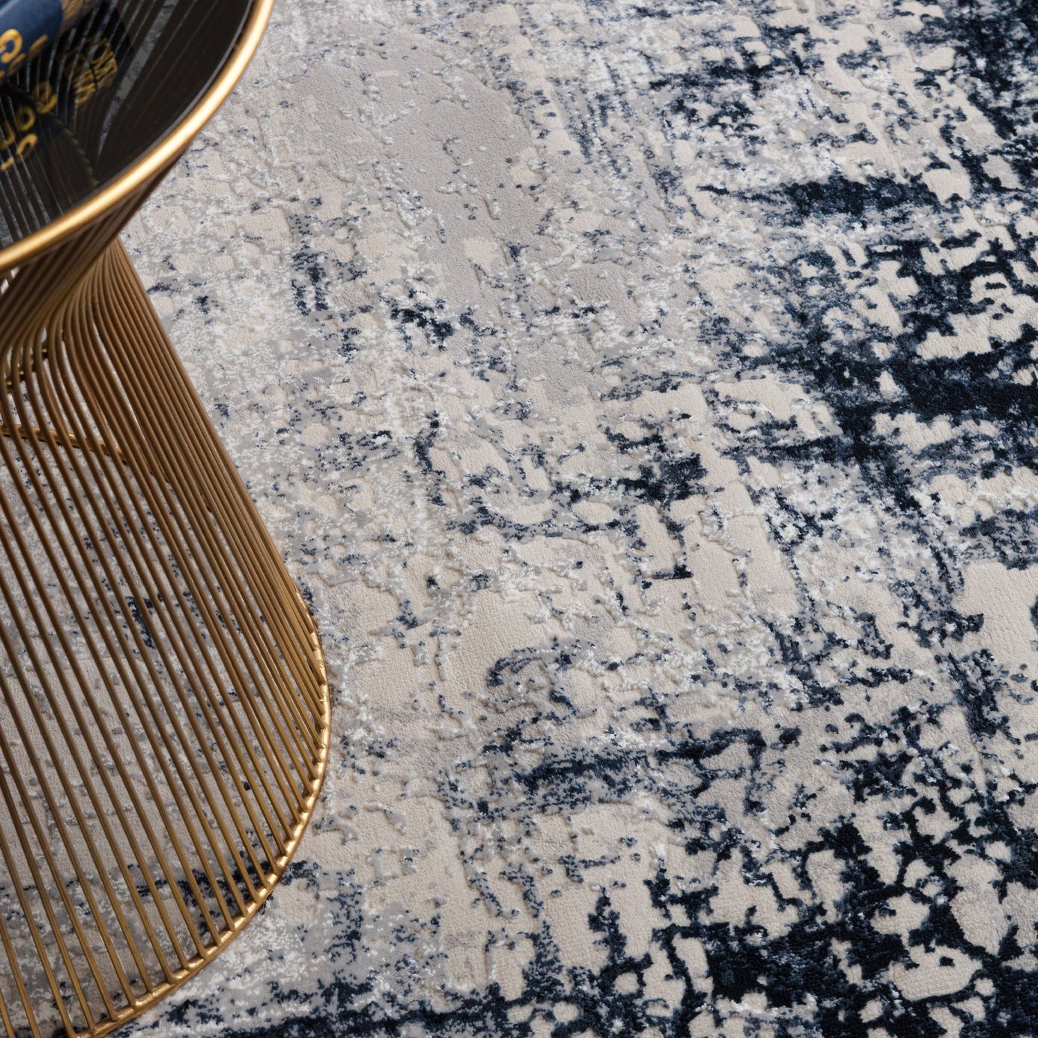Kuza Borders Navy Rug - Love-Rugs