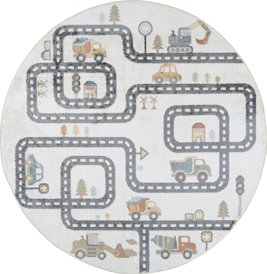 Lillian Machine Washable LLL2347 Round Rug