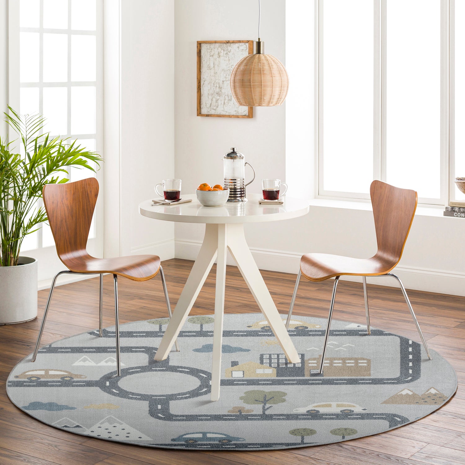 Lillian Machine Washable LLL2349 Round Rug
