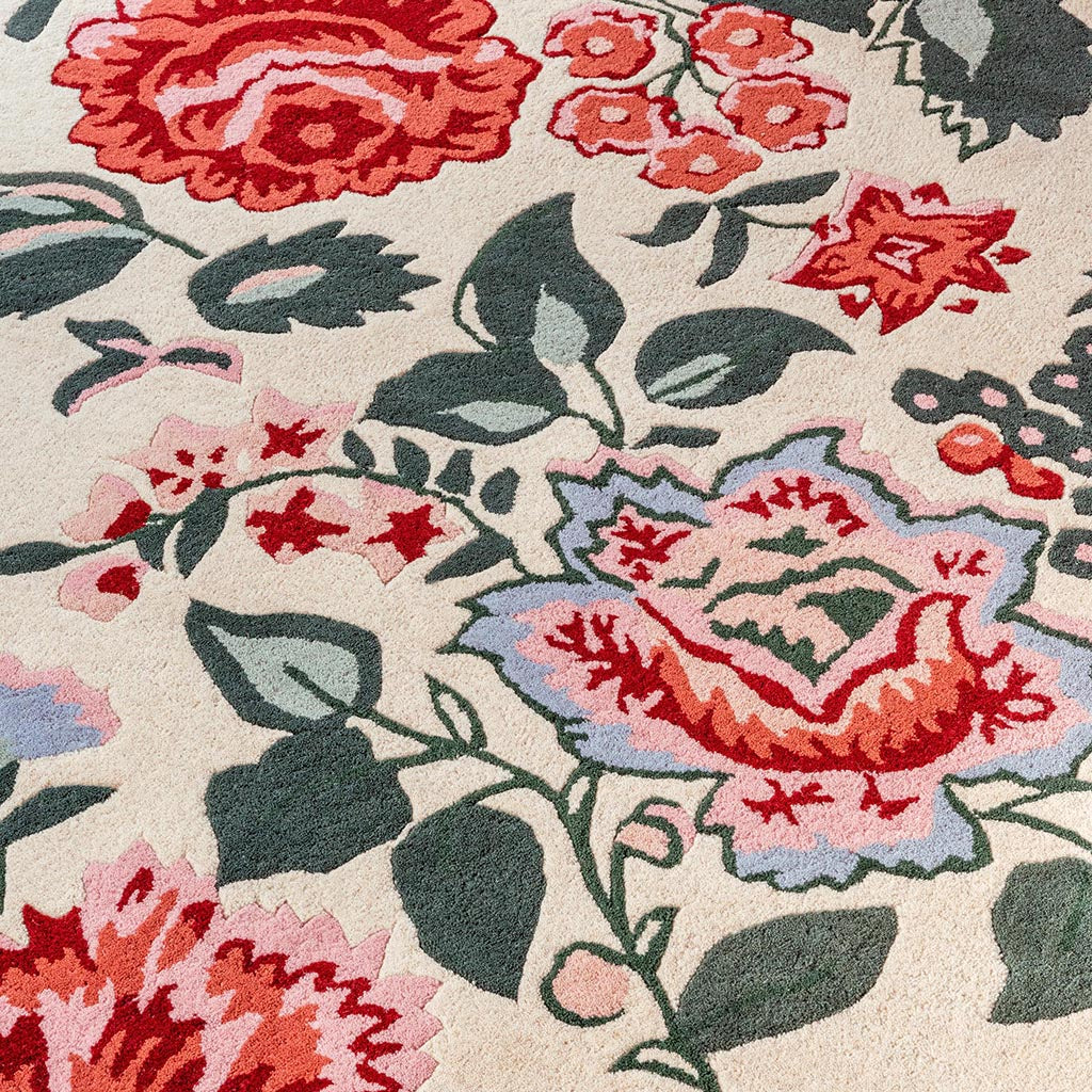 Laura Ashley Wendling Floral Poppy Red 083100 Rug - Love-Rugs