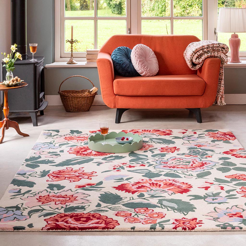 Laura Ashley Wendling Floral Poppy Red 083100 Rug - Love-Rugs