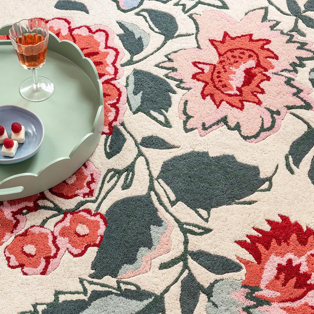 Laura Ashley Wendling Floral Poppy Red 083100 Rug - Love-Rugs