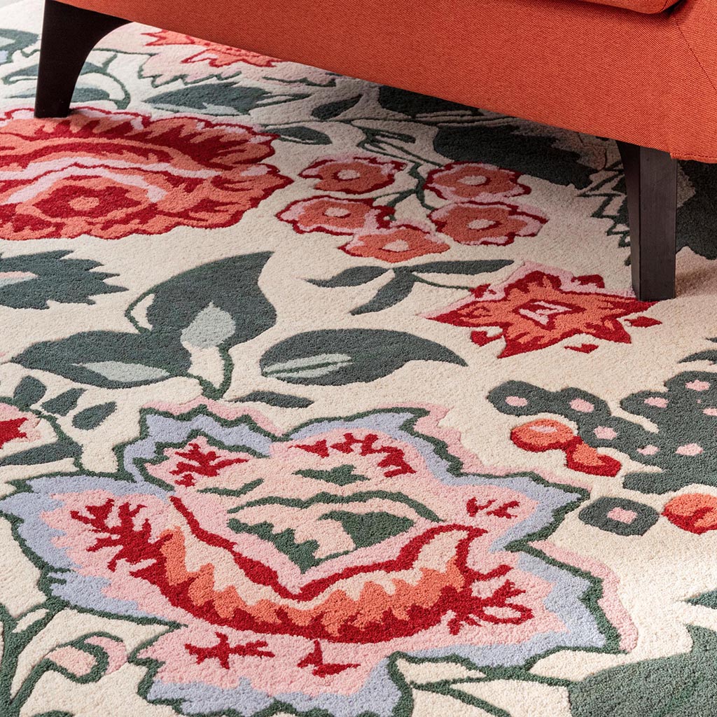 Laura Ashley Wendling Floral Poppy Red 083100 Rug - Love-Rugs