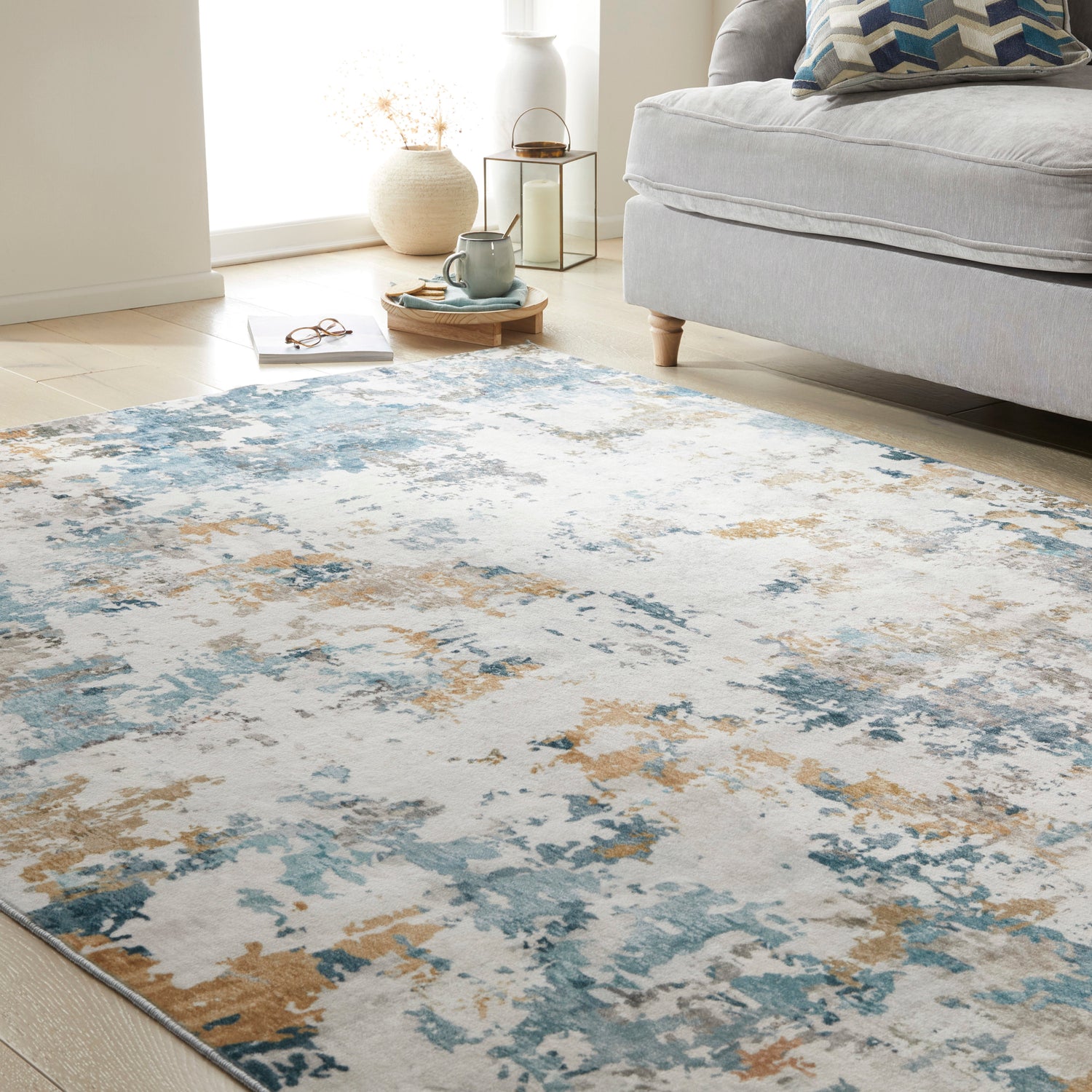 Liberty Washable LIB104 Aqua Rug - Love-Rugs