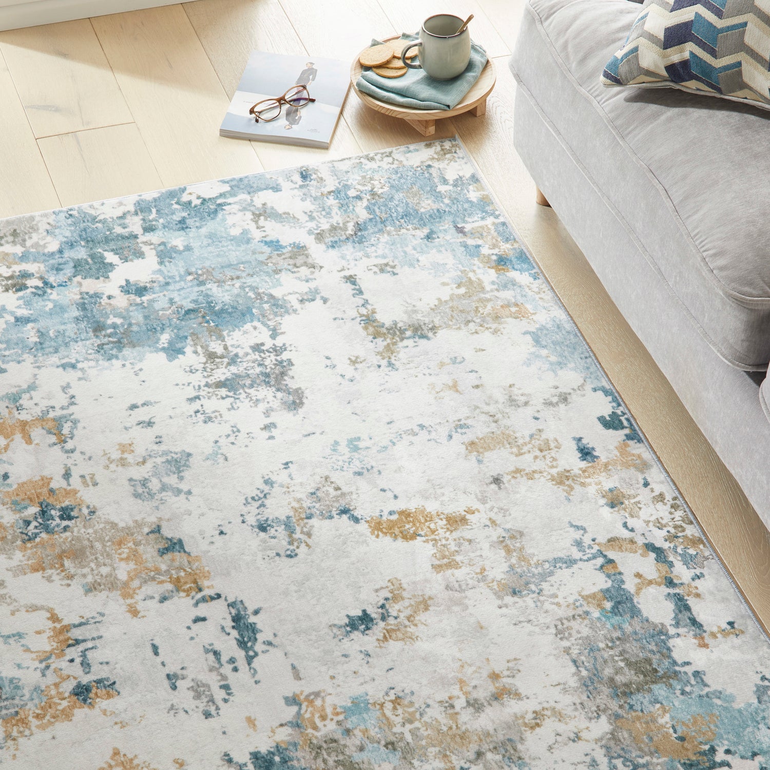 Liberty Washable LIB104 Aqua Rug - Love-Rugs