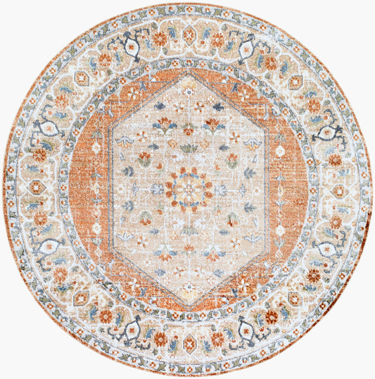 Lillian Machine Washable Vintage LLL2306 Round Rug - Love-Rugs