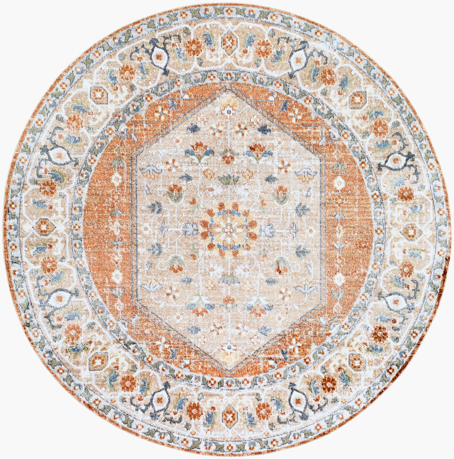 Best Machine Washable Rugs Round Lillian Machine Washable Vintage LLL2306 Round Rug – Love-Rugs