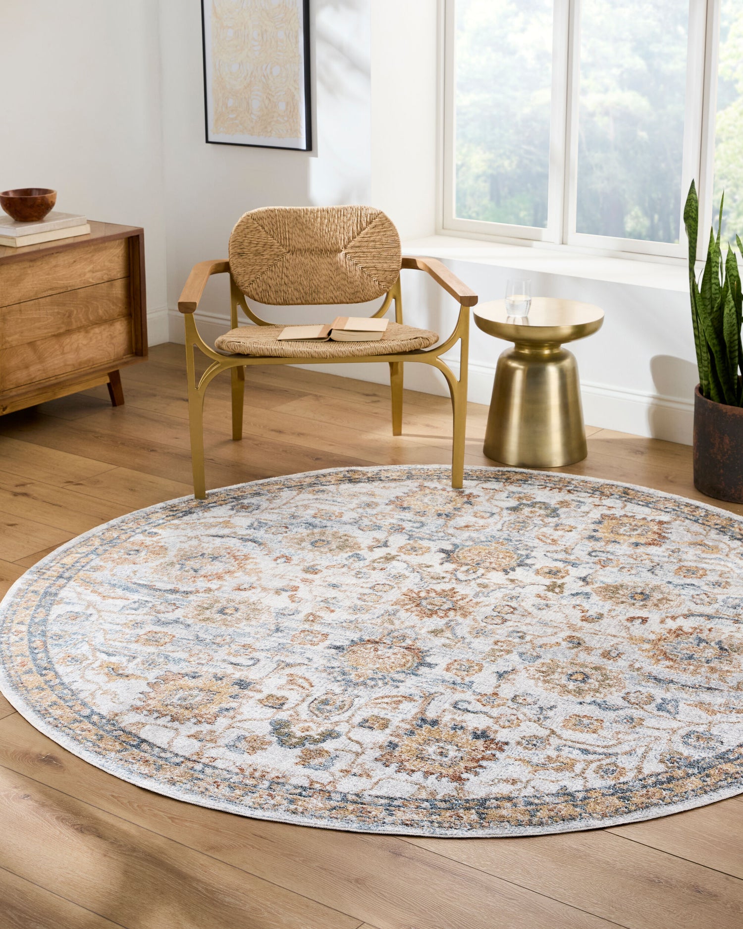 Lillian Machine Washable Vintage LLL2327 Round Rug - Love-Rugs