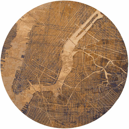 Louis De Poortere Cities New York Gatsby Gold 9315 Round Rug - Love-Rugs