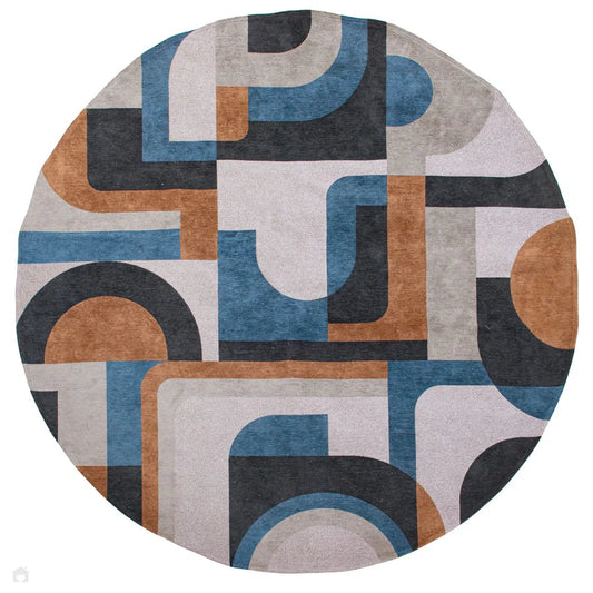 Louis De Poortere Nuance Module 9196 Camel Blue Round Rug  -Love-Rugs