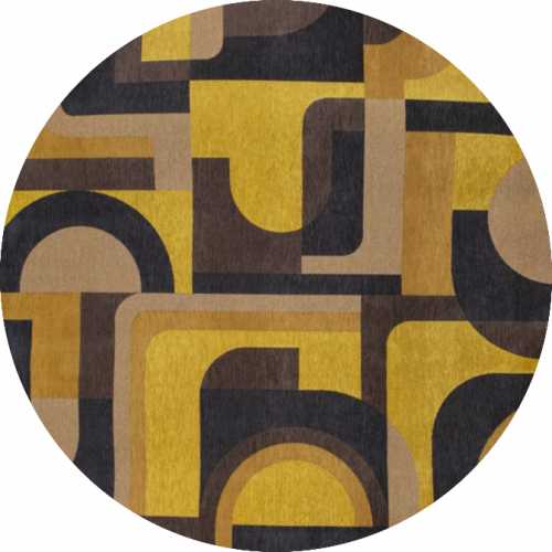 Louis De Poortere Nuance Module 9210 Yellow Meyer Round Rug - Love-Rugs