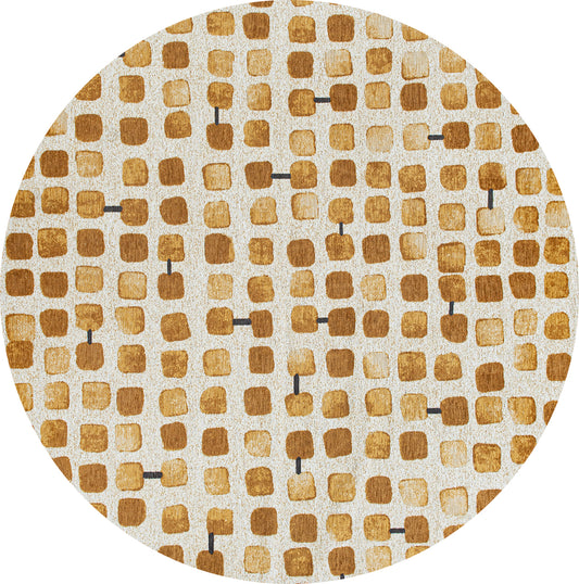 Louis De Poortere Craft Cobblestone Peach Party 9346 Round Rug - Love-Rugs